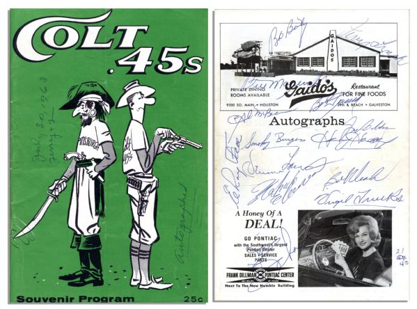 Roberto Clemente & Bill Mazeroski Team-Signed 1963 Pirates Program -- With JSA COA