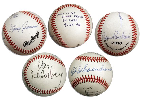 Baseball Signed by HOFer Red Schoendienst, Female Player Pepper Paire, Writer Dan Schlossberg & NY Giants Pitcher Larry Jansen