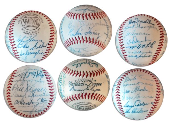 1953 New York Giants Team Signed Baseball -- With 26 Signatures in Total Including Bobby Thomson and Hoyt Wilhelm -- From the Larry Jansen Estate