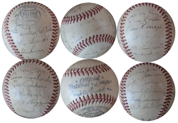 1947 New York Giants Team Signed Baseball -- 24 Signatures of Bobby Thomson, John Mize, Larry Jansen, Monte Kennedy, Sheldon Jones, Buddy Kerr, Andy Hansen, Sid Gordon & More