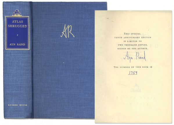 Ayn Rand Signed Limited Edition of ''Atlas Shrugged'' -- The Epic Novel That Inspired a Philosophical Movement