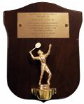 Arthur Ashe Award From 1973 by His Fraternity Kappa Alpha Psi -- For His Superior Achievements as International Tennis Star And World Citizen