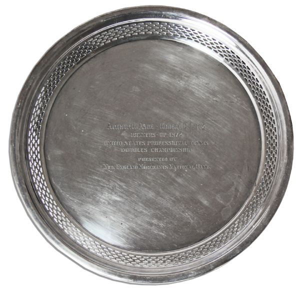 Doubles Tournament Trophy Plate Won by Arthur Ashe & Robert Lutz -- From the Pinnacle of Ashe's Extraordinary Career in 1972