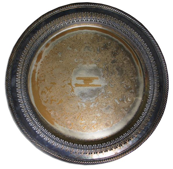 Silver Plate Issued to Arthur Ashe by a Black Newspaper in Missouri Where He Attended High School -- ''The St. Louis Argus''