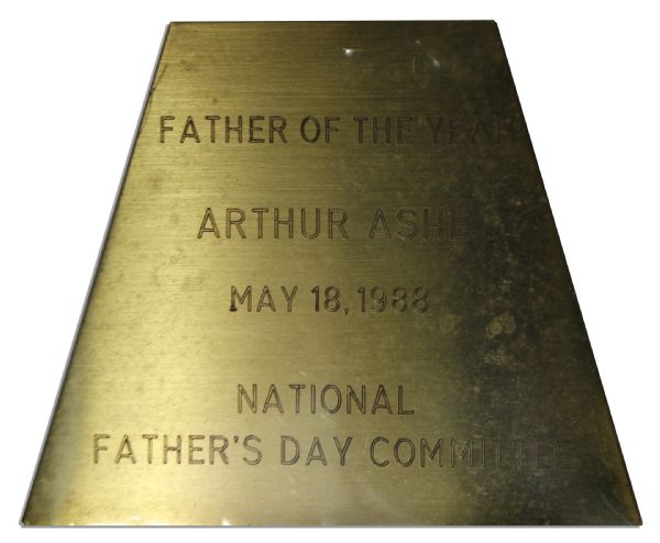 Arthur Ashe's Personally Owned ''Father of the Year'' Award From 1988