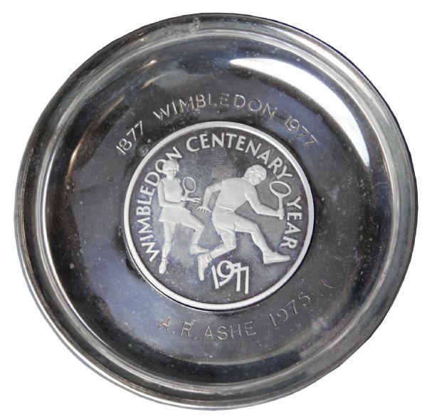 Wimbledon Centennial Commemorative Piece Issued to Arthur Ashe in 1977 -- Designed by The Queen's Goldsmith