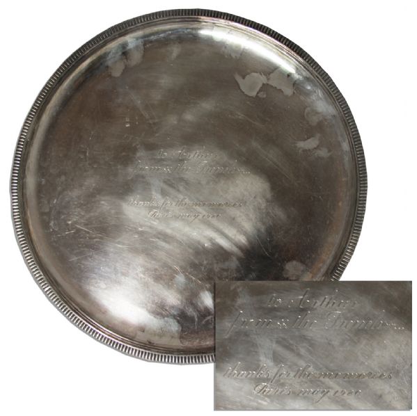 Arthur Ashe 1980 French Silver Platter Award -- Engraved ''To Arthur from the French...''