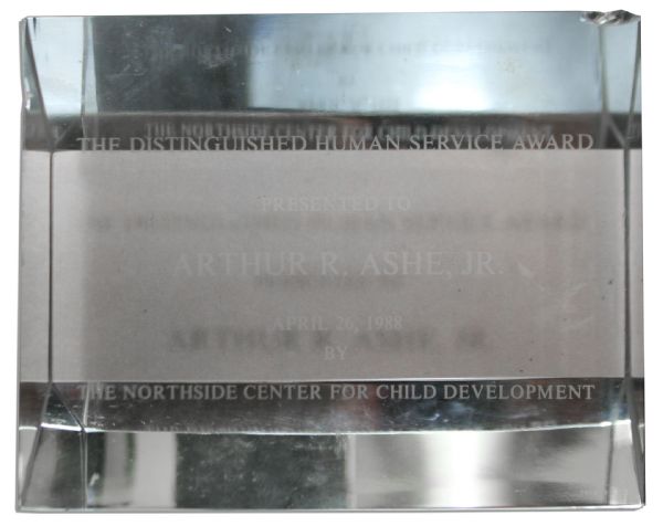 Arthur Ashe's Distinguished Human Service Trophy Presented to Him in 1988 -- Made by Tiffany & Co.