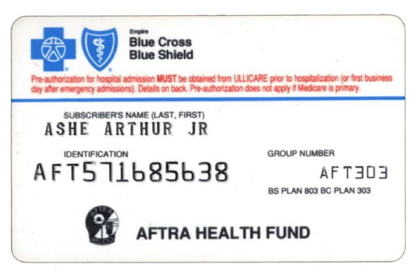 Arthur Ashe Blue Cross Health Card