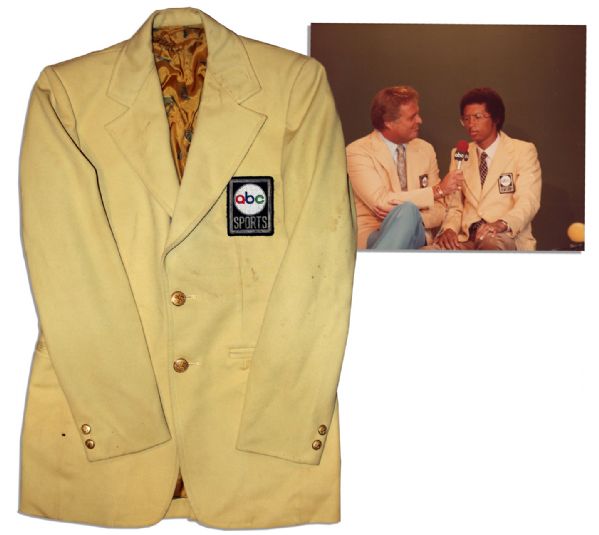 Arthur Ashe's ABC Sports Broadcaster's Jacket -- With a Photo of Ashe Wearing It on Set