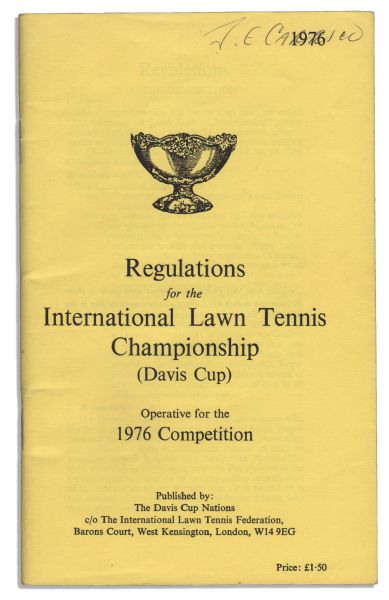 Arthur Ashe's Personally Owned Regulations Booklet for The 1976 Davis Cup