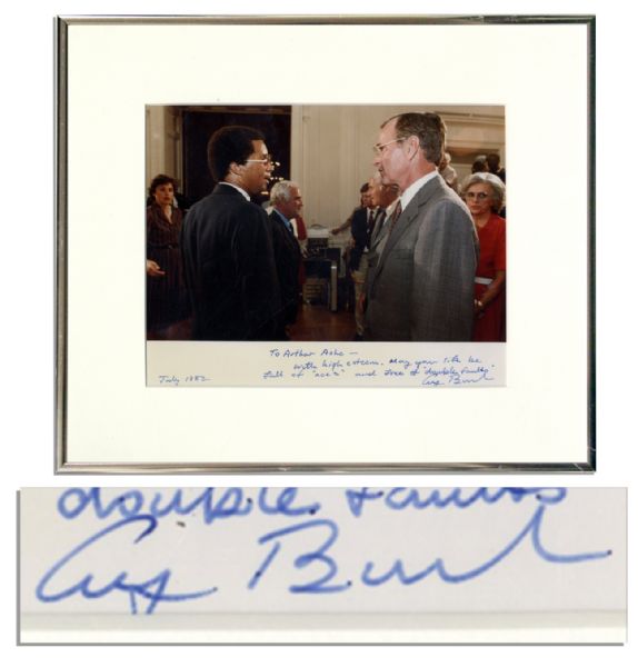 George H.W. Bush Signed Photo, Dated and Inscribed to Arthur Ashe
