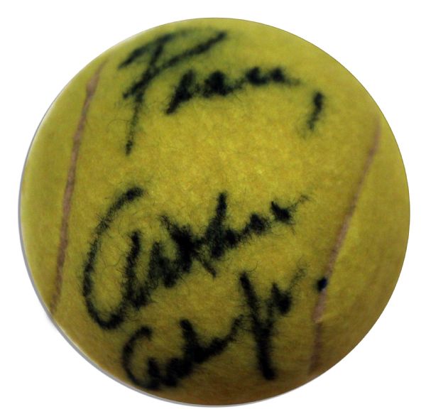 Arthur Ashe Signed Tennis Ball -- ''Peace, Arthur Ashe Jr.''