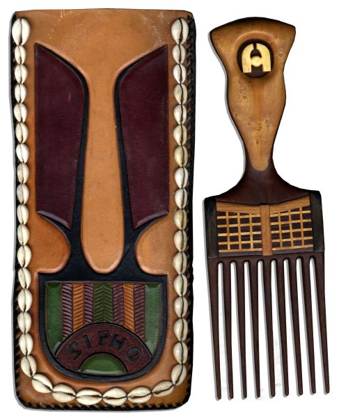 African Art Piece Personally Made For & Given to Arthur Ashe For His Anti-Apartheid Work -- Engraved SIPHO, the Nickname for Ashe Meaning Gift