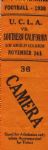 UCLA vs. USC Game Ribbon -- 24 November 1938, Los Angeles Coliseum -- Measures 2 x 6.25 -- Very Good