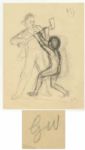 Garth Williams Initialed Preliminary Sketch for E.B Whites Charlottes Web -- Window Into the Process of Artists Character Development for 1952 Classic