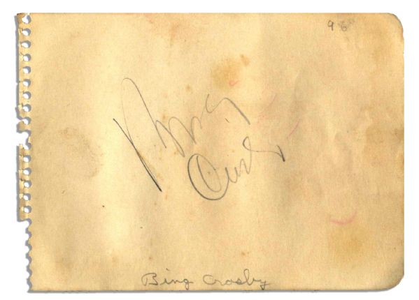 Large Bing Crosby Signature -- on 5.75'' x 4.25'' Album Page -- Very Good Condition