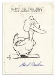 Disney Studio Illustrator Carl Barks Drawing Signed