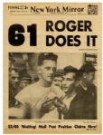Roger Maris Breaks Babe Ruths Record Newspaper -- 1961 -- 61 Roger Does It