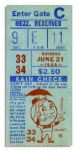 Rare Ticket Stub From the 1964 Legendary Baseball Game in Which Phillies Pitcher Jim Bunning Threw a Perfect No-Hit Game Against the Mets