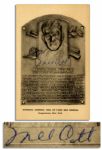 Mel Ott Signed Postcard Depicting His Plaque at the National Baseball Hall of Fame -- With PSA/DNA COA