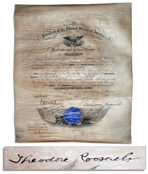 Theodore Roosevelt Naval Appointment Signed as President in 1906