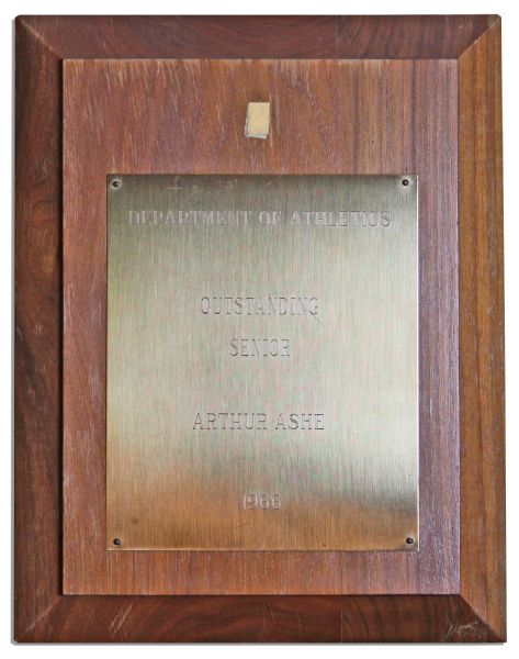 UCLA Award Presented to Arthur Ashe in 1966 -- at the Upswing of His Stellar Tennis Career
