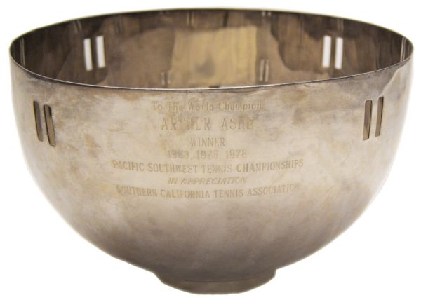 Arthur Ashe's Southern California Tennis Association Silver Trophy Bowl -- Honoring His 1963, 1975 & 1978 Wins at the Pacific Southwest Tennis Championships
