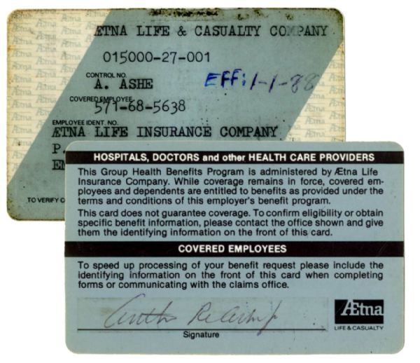 Arthur Ashe Life Insurance Card