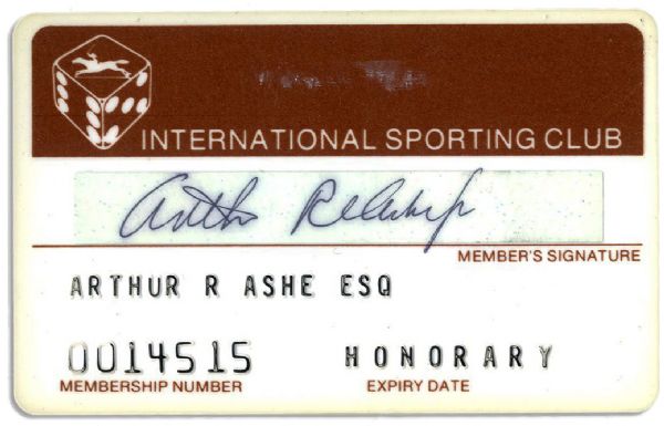 Arthur Ashe Personal ''International Sporting Club'' Card Signed