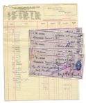 Lot of 7 Douglas Fairbanks, Sr. Single Signed Checks -- With Corresponding Entries on Ledger Sheet