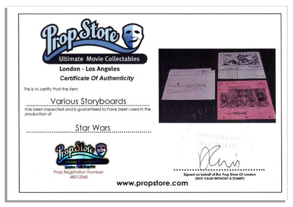 Three ''Star Wars'' Storyboard Copies, Each Hand Signed by Producer Robert Watts -- One From Each of The First Three Films in The Epic Space Saga