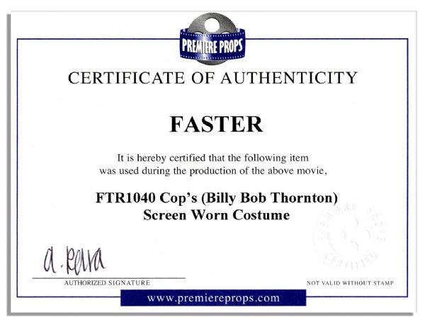 Billy Bob Thornton Screen-Worn Outfit From 2010 Action Flick ''Faster'' -- With COA From Premiere Props