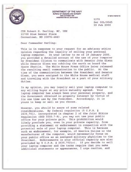 The Computer Bill Clinton Used as President to Send First Ever Presidential Email -- 1998 Email to Senate-Astronaut John Glenn in Space Remains on Computer