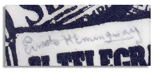 Ernest Hemingway Signed Tie -- Signed While in Pamplona, Spain, the Site of ''The Sun Also Rises'' -- Hemingway Writes About This Time in Pamplona in ''The Dangerous Summer''