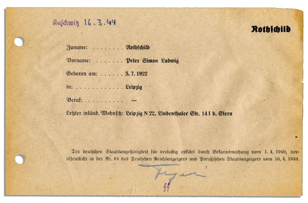 Collection of Four Nazi Concentration Camp Documents -- Each Identifying a Prisoner & Signed by a Nazi Official