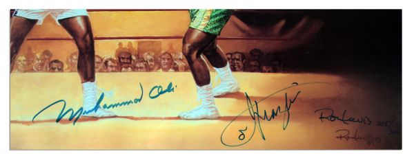 Muhammad Ali & Joe Frazier Signed Limited Edition Lithograph Depicting the Heavyweight Rivals in the Ring -- With PSA/DNA COA