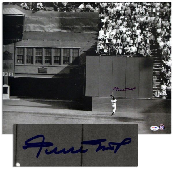 Willie Mays Signed ''Catch'' Photo -- 20'' x 16'' With PSA/DNA COA