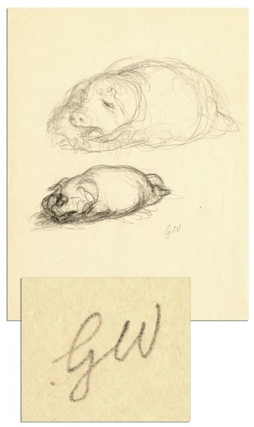 Garth Williams' Original Drawing of Wilbur for ''Charlotte's Web'' -- Beautifully Hand-Rendered Piece