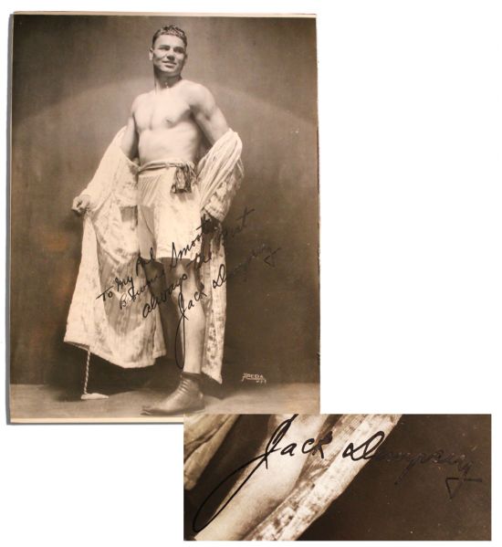 World Heavyweight Champion Jack Dempsey Signed Photo -- 9'' x 12'' -- Edges Trimmed, Else Near Fine