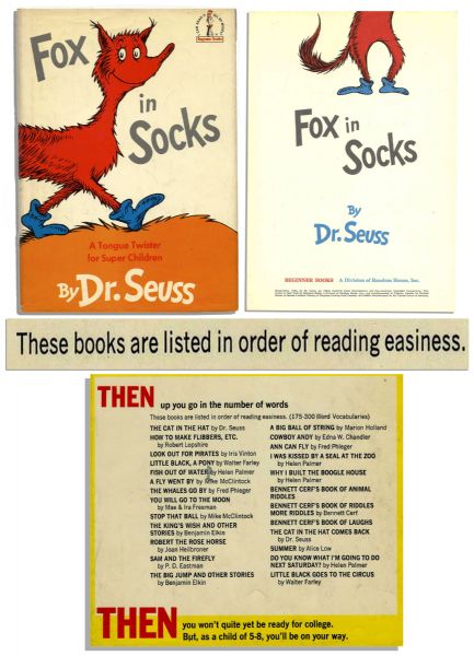 Dr. Seuss First Edition, First Printing of ''Fox in Socks'' -- Near Fine