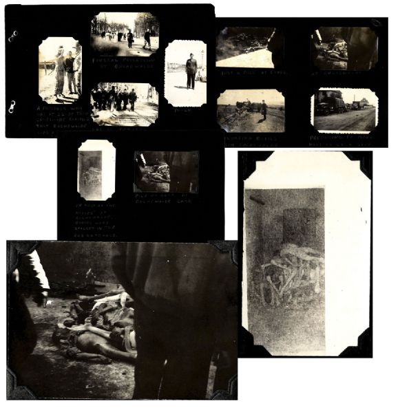Original Holocaust Photo Album -- Includes Several Pictures of Dead Prisoners at Buchenwald Concentration Camp