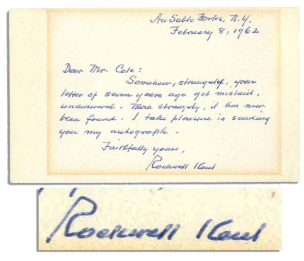 Artist and Writer Rockwell Kent Autograph Note Signed