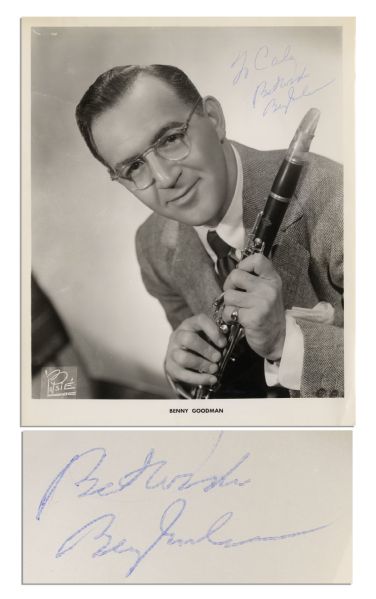 Benny Goodman 8'' x 10'' Glossy Signed Photo -- ''To Caly / Best wishes / Benny Goodman'' -- Very Good