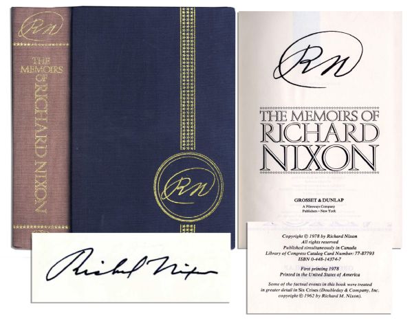Richard Nixon Signed Book -- ''The Memoirs of Richard Nixon'' -- Features His Personal Diary Entries as President
