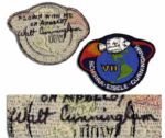 Apollo 7 Flown Mission Patch -- Signed on Verso by Astronaut Walt Cunningham