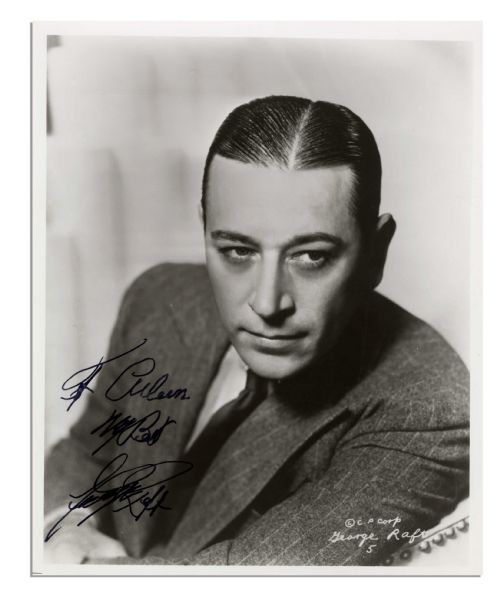 George Raft 8'' x 10'' Glossy Photo Signed -- ''To Aileen / My Best / George Raft'' -- Very Good
