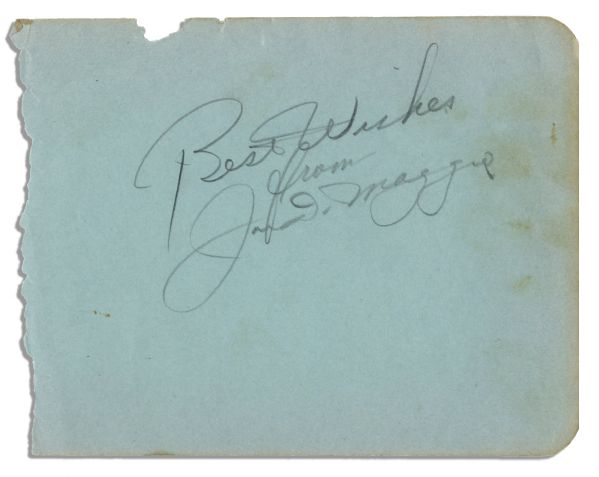Joe DiMaggio Signature on 5.5'' x 4.25'' Autograph Album Page -- ''Best Wishes From Joe DiMaggio'' -- Very Good