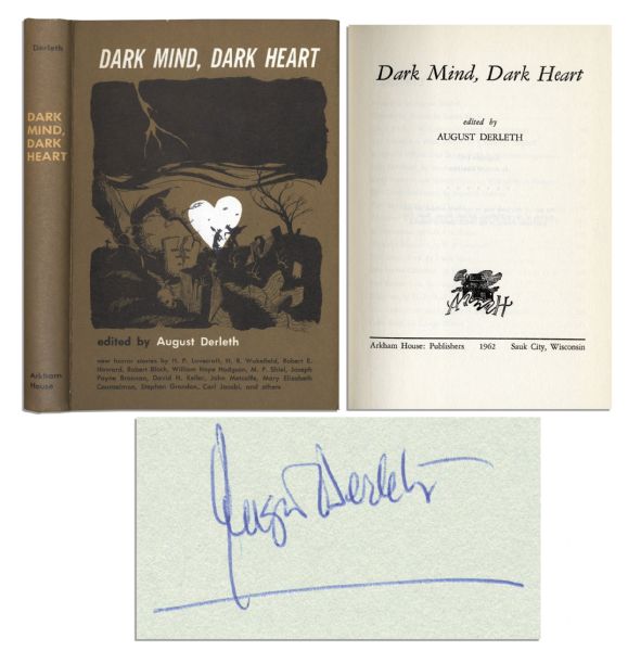 August Derleth ''Dark Mind, Dark Heart'' First Edition Signed -- One of Only 2,493 First Edition Copies
