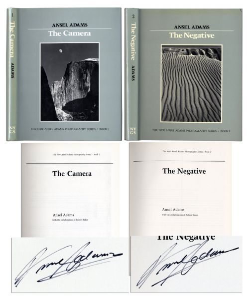 Ansel Adams Signs Two Volumes From ''The New Ansel Adams Photography Series'' -- Fine